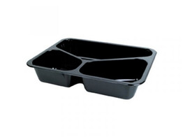 PP TRAY 3 COMP BLACK/216 ST 227X178X50 MM