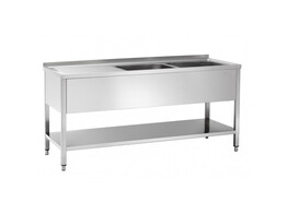 Evier inox 2 bacs a droite 1400x700x900 mm h v INOX 304  AISA 18/10    food safe