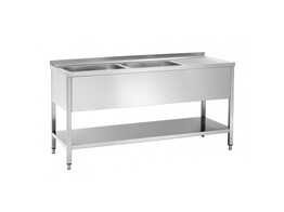 Evier inox 2 bacs a gauche 1600x700x900 mm h